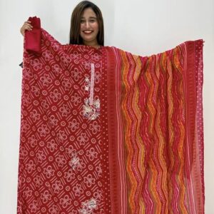 Un-Stitched 3 Pc-Red