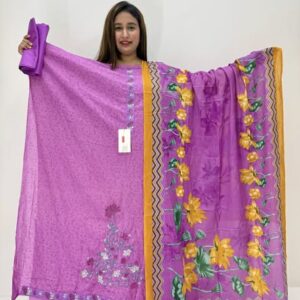 Un-Stitched 3 Pcs- Pink