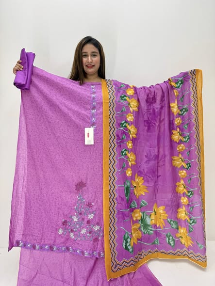 Un-Stitched 3 Pcs- Pink