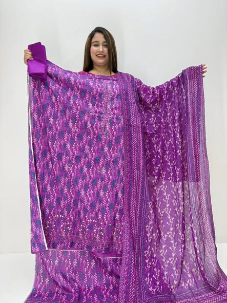 Stitched 3 Pcs - Violet